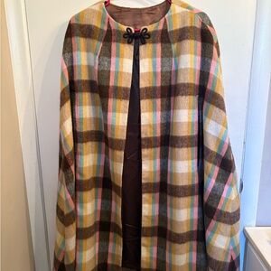Plaid Multicolor Women's Cape Coat